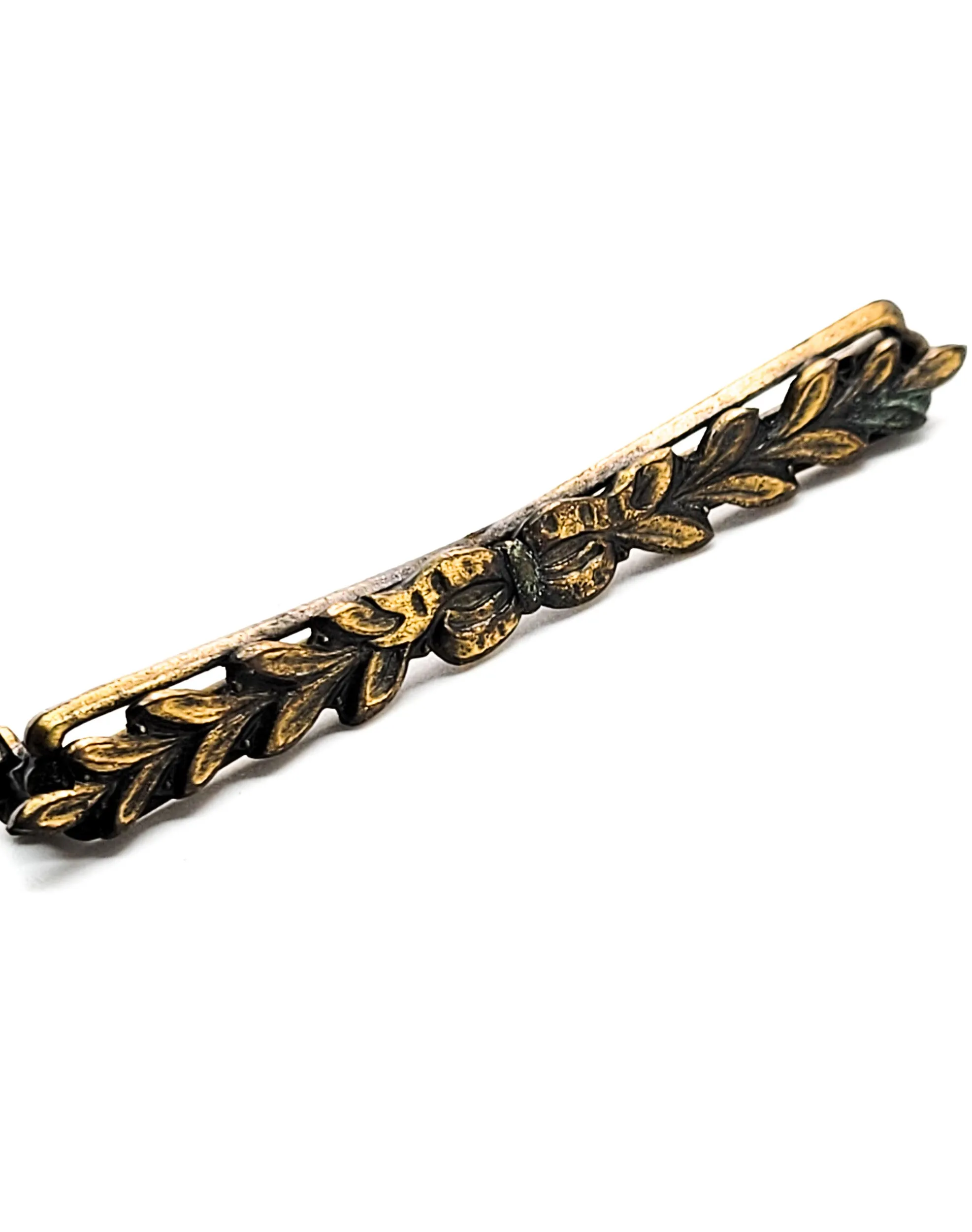 MCM Victorian Revival 1950's vintage ribbon bow bar pin brooch