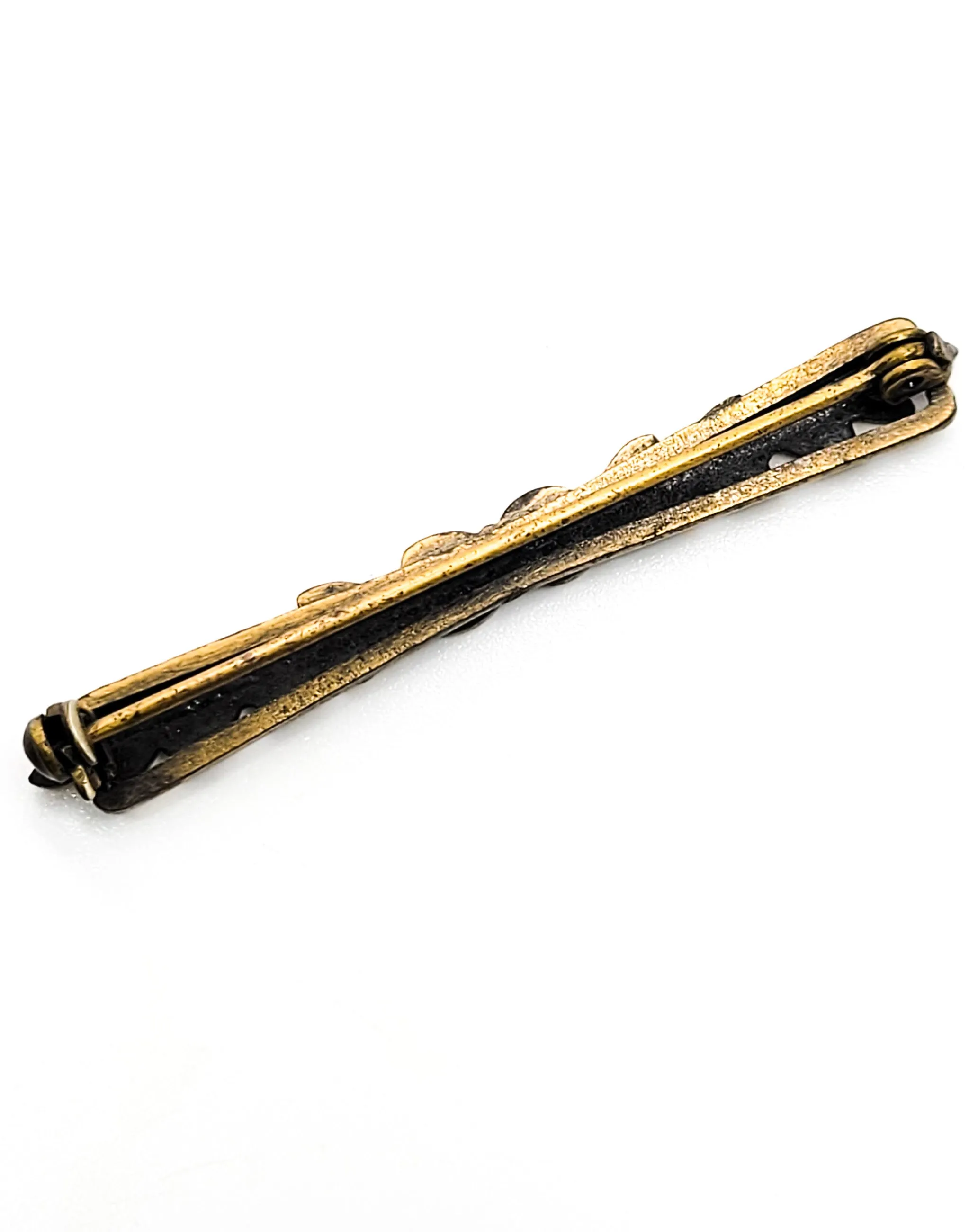 MCM Victorian Revival 1950's vintage ribbon bow bar pin brooch