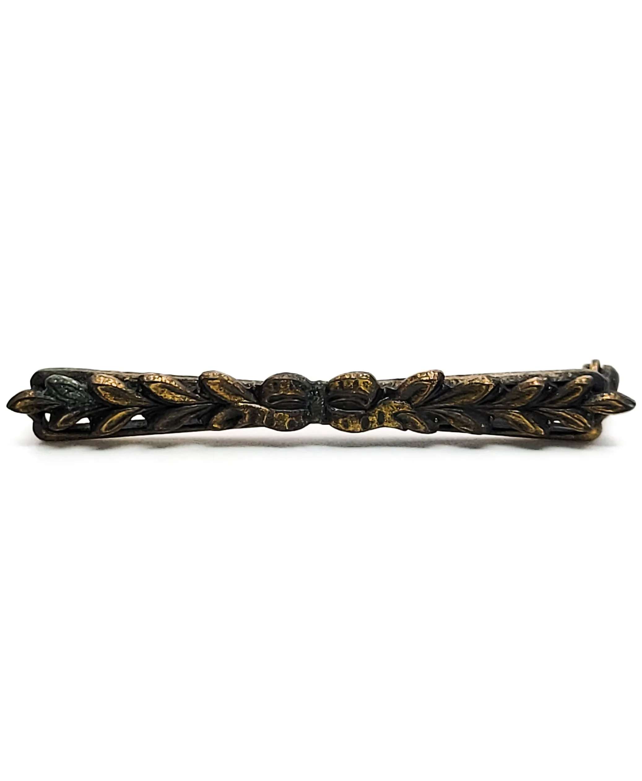 MCM Victorian Revival 1950's vintage ribbon bow bar pin brooch