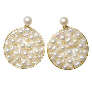 Medium Pearl Lace Hoops