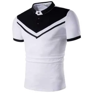 Mens Contrast Color Turndown Short Sleeve Golf Shirt