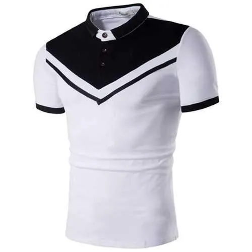 Mens Contrast Color Turndown Short Sleeve Golf Shirt