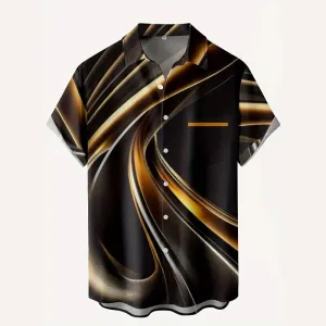Mens Geometric Print Casual Button-Up Shirt