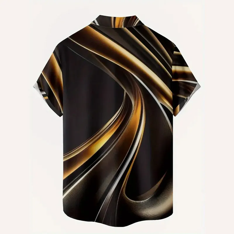 Mens Geometric Print Casual Button-Up Shirt
