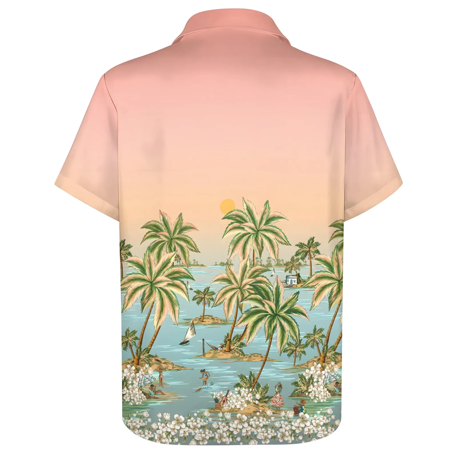 Men's Hawaiian Gradient Print Casual Short Sleeve Shirt 2404000060