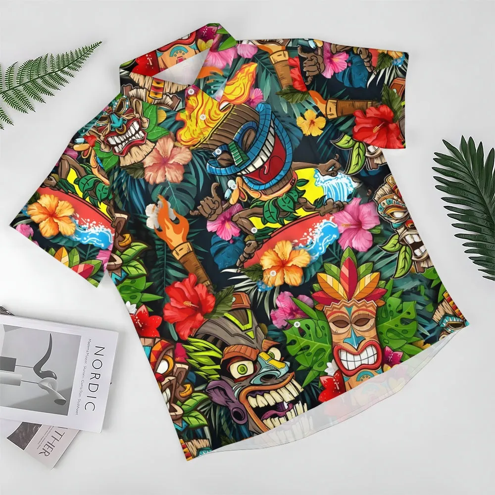 Men's Hawaiian TIKI Art Casual Short Sleeve Shirt 2404000237