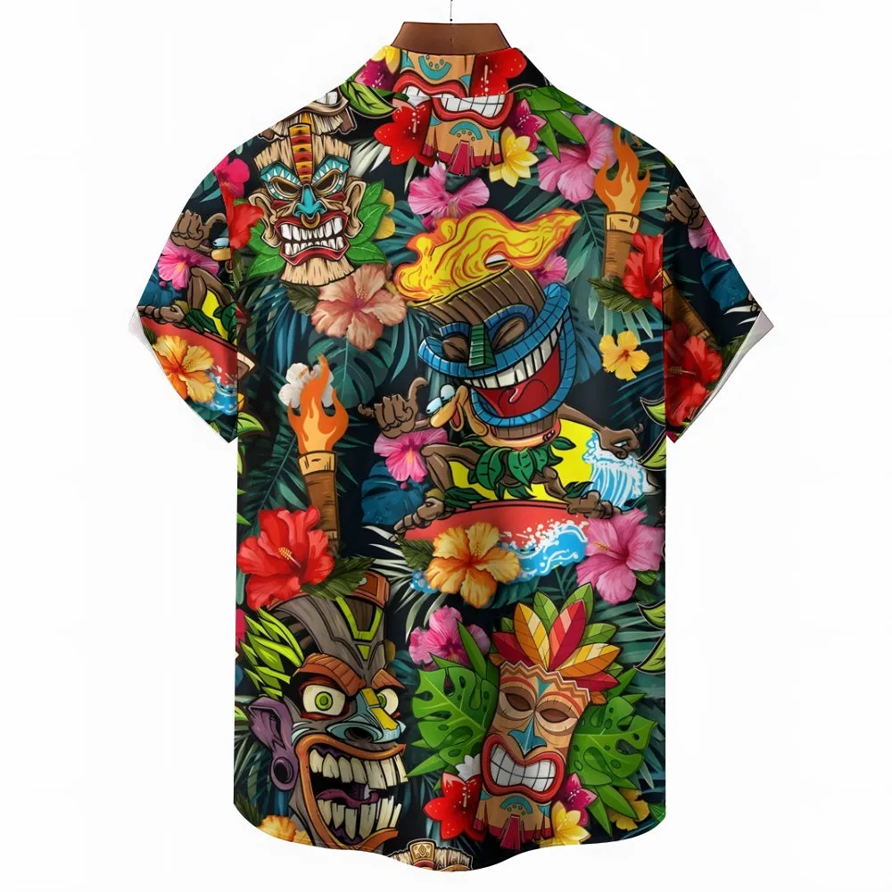 Men's Hawaiian TIKI Art Casual Short Sleeve Shirt 2404000237