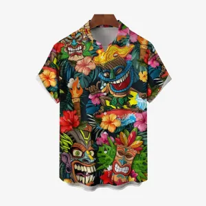 Men's Hawaiian TIKI Art Casual Short Sleeve Shirt 2404000237
