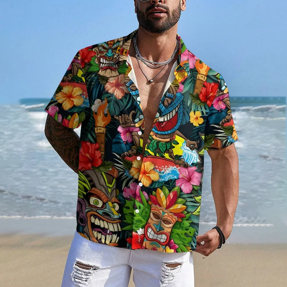 Men's Hawaiian TIKI Art Casual Short Sleeve Shirt 2404000237