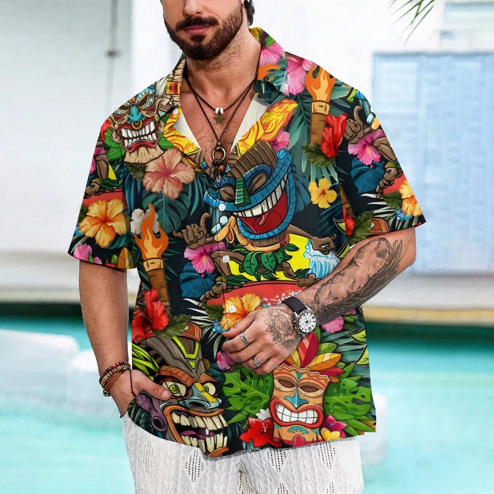 Men's Hawaiian TIKI Art Casual Short Sleeve Shirt 2404000237