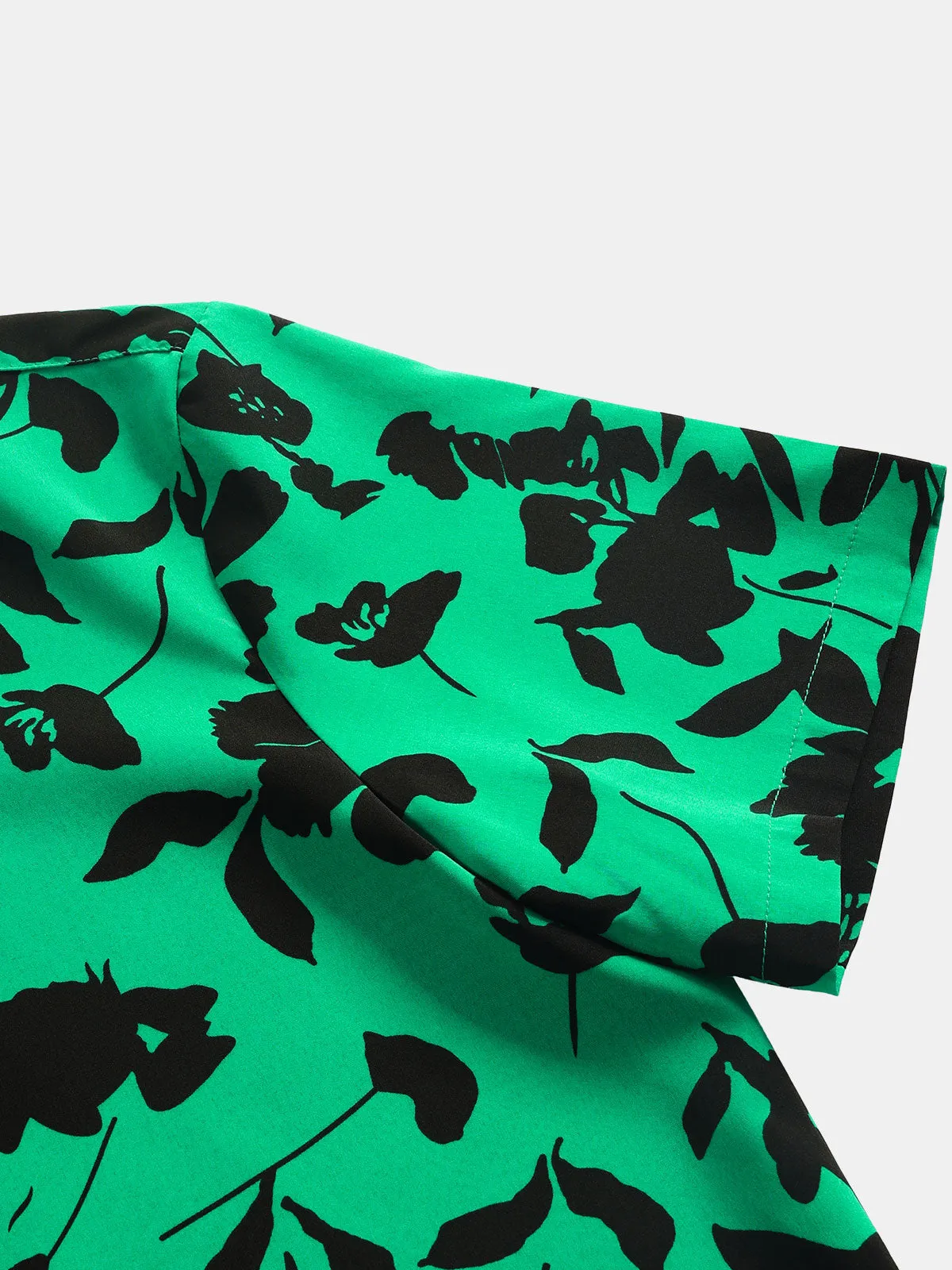 Men's Summer Floral Green Casual Short Sleeve Shirt