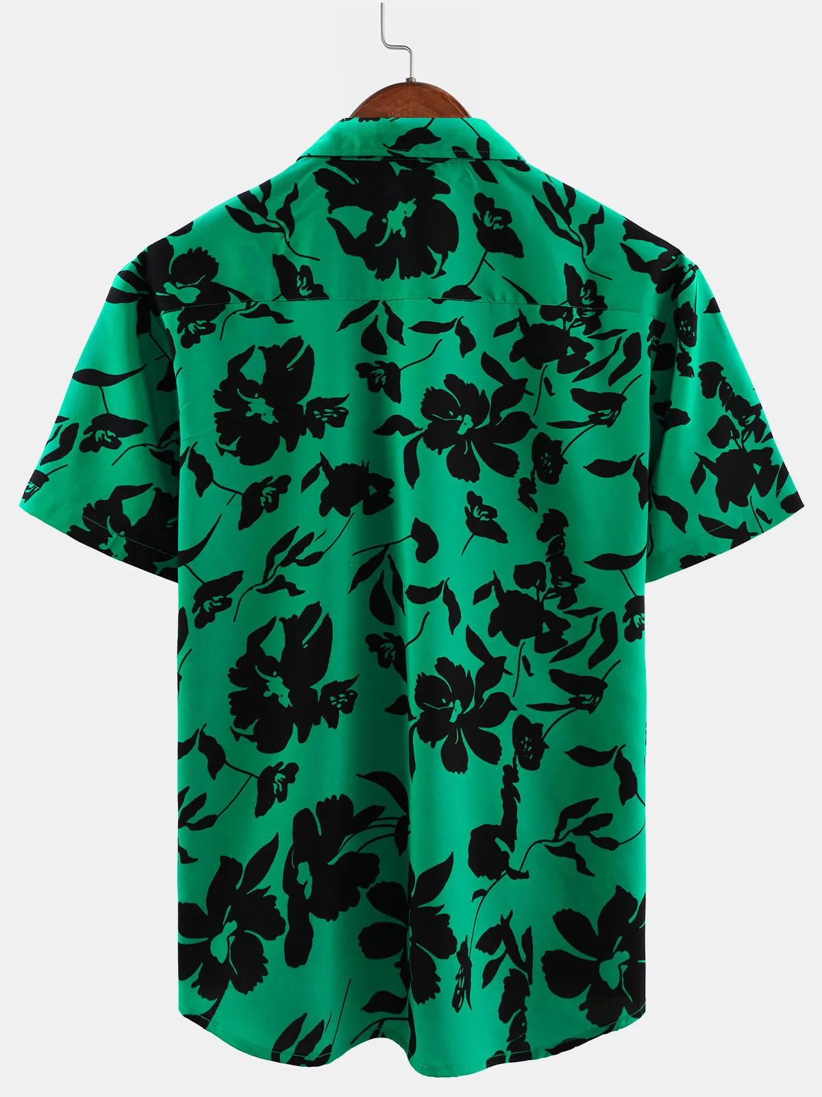Men's Summer Floral Green Casual Short Sleeve Shirt
