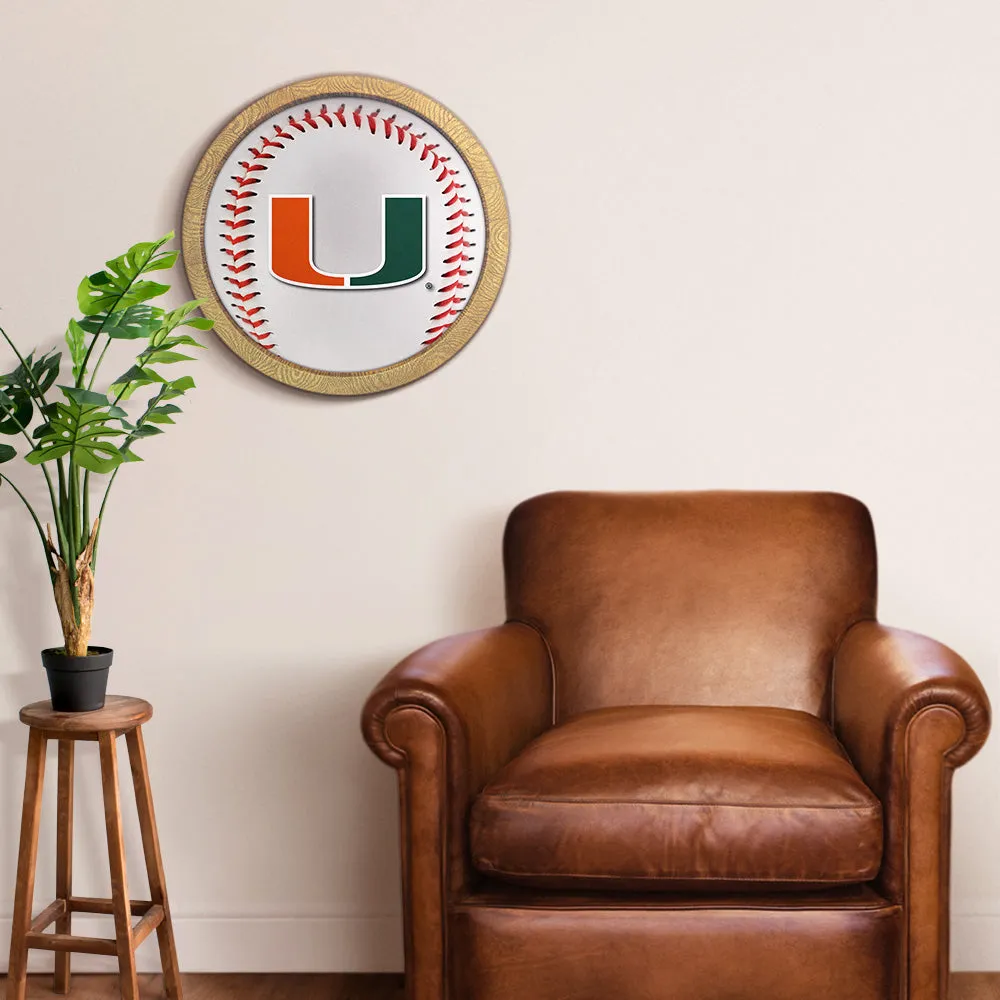 Miami Hurricanes: Baseball - "Faux" Barrel Frame Sign