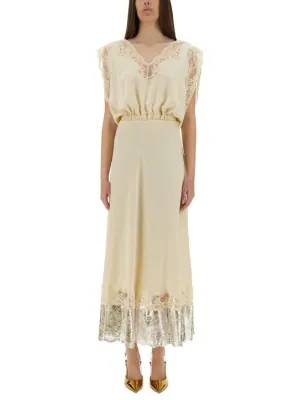 Midi Dress Featuring Romantic Lace Inlays