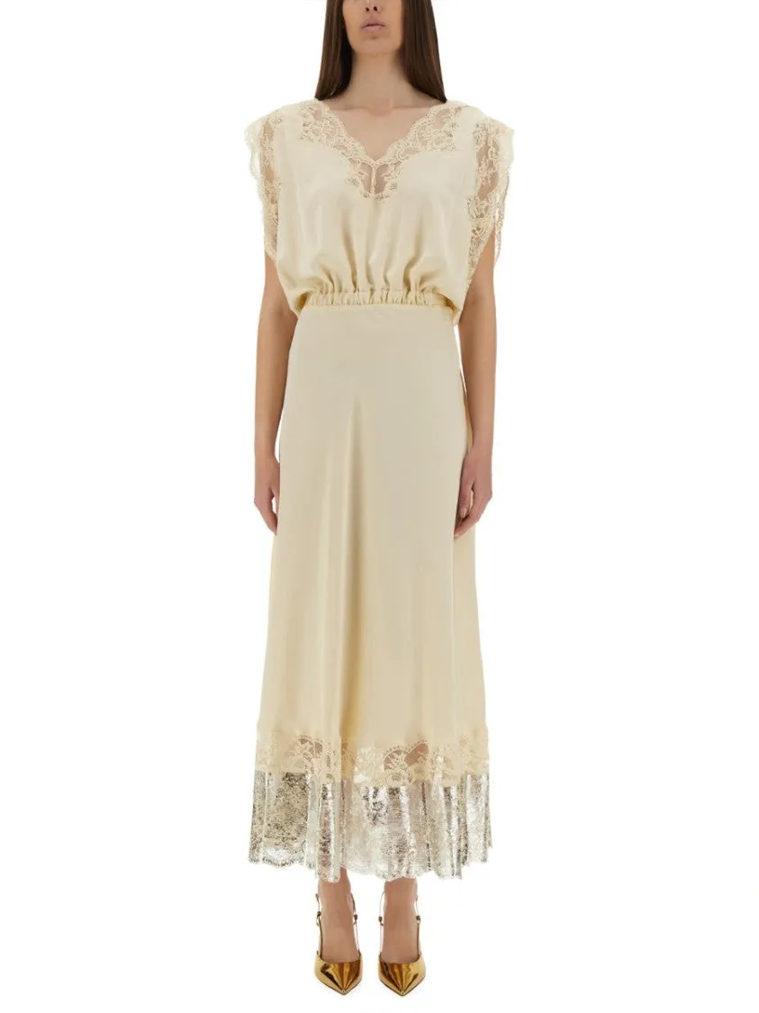 Midi Dress Featuring Romantic Lace Inlays