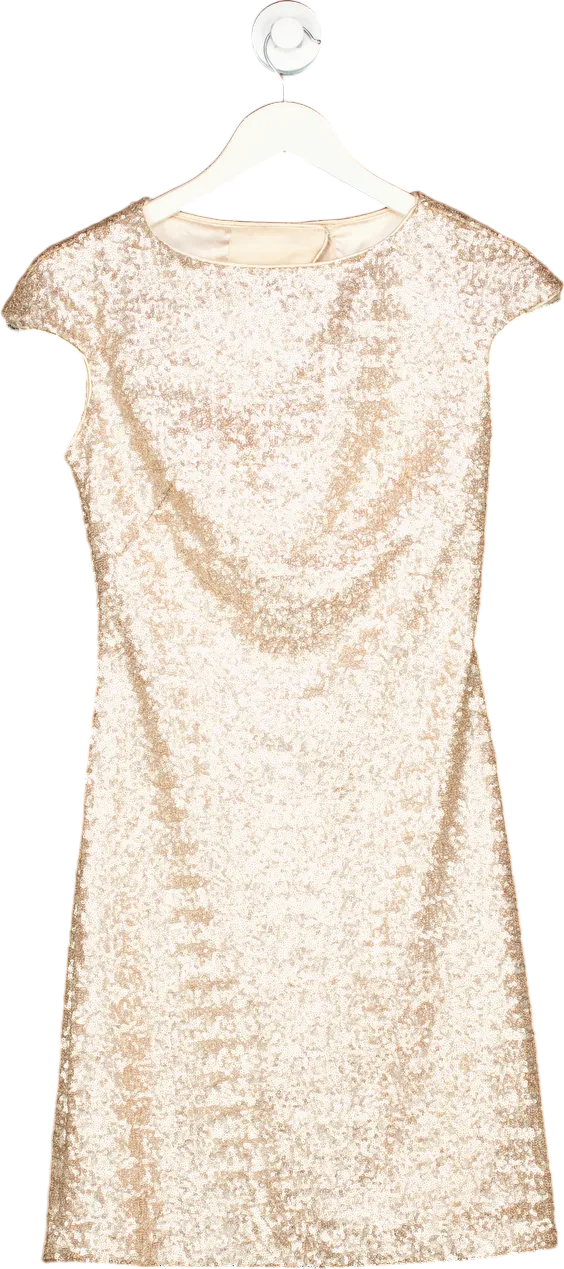 Mikael Aghal Champagne Sequin Dress UK 10