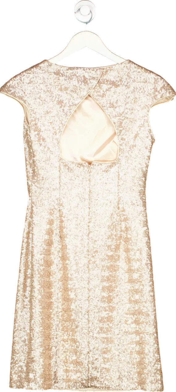 Mikael Aghal Champagne Sequin Dress UK 10