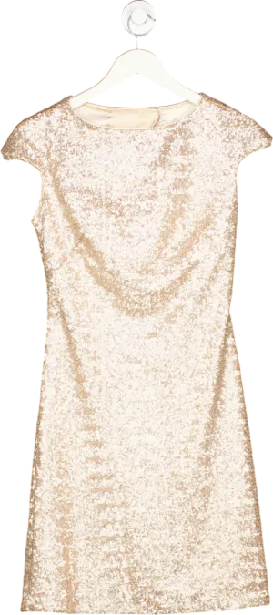 Mikael Aghal Champagne Sequin Dress UK 10