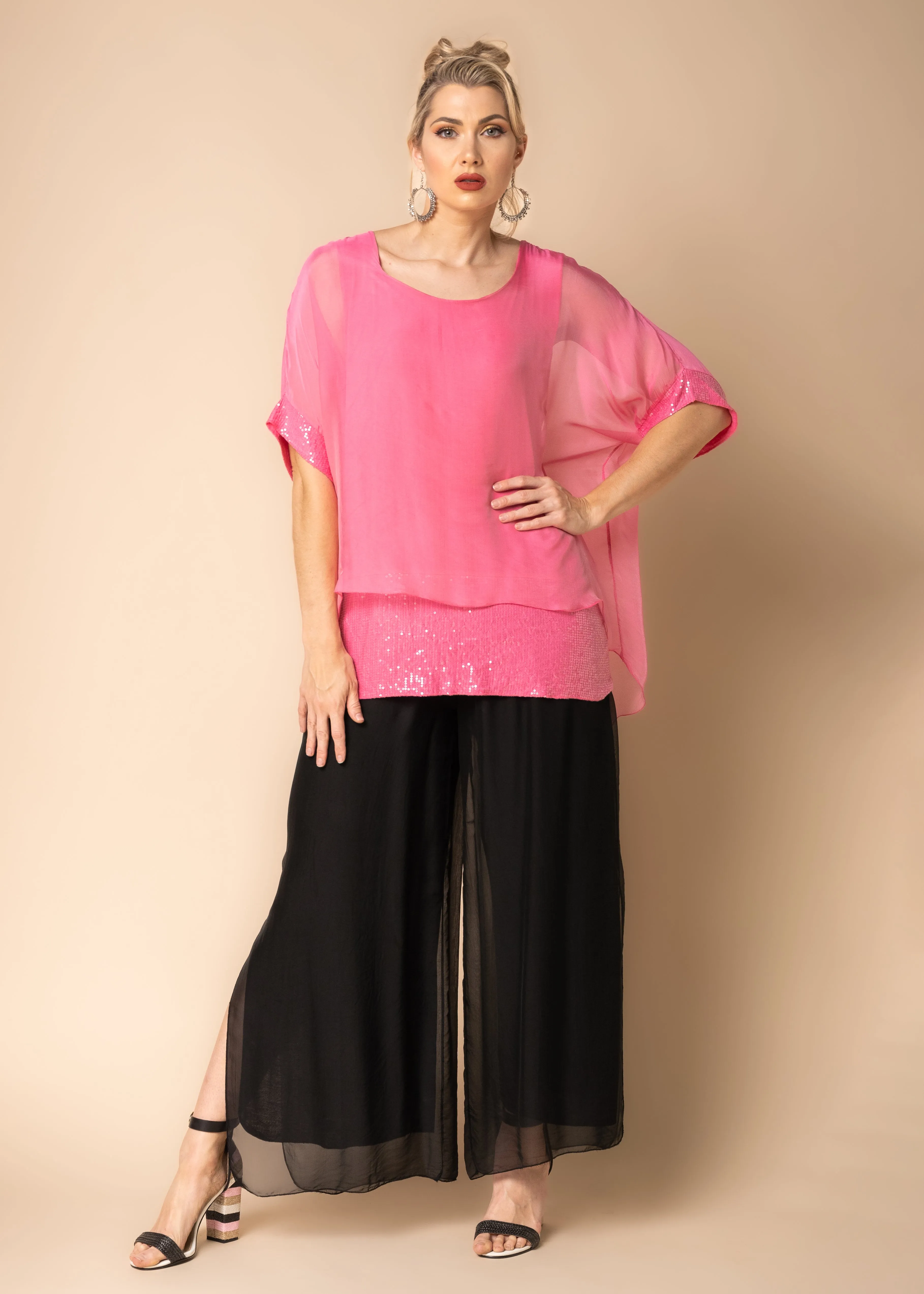 Mimi Silk Top in Raspberry Sorbet