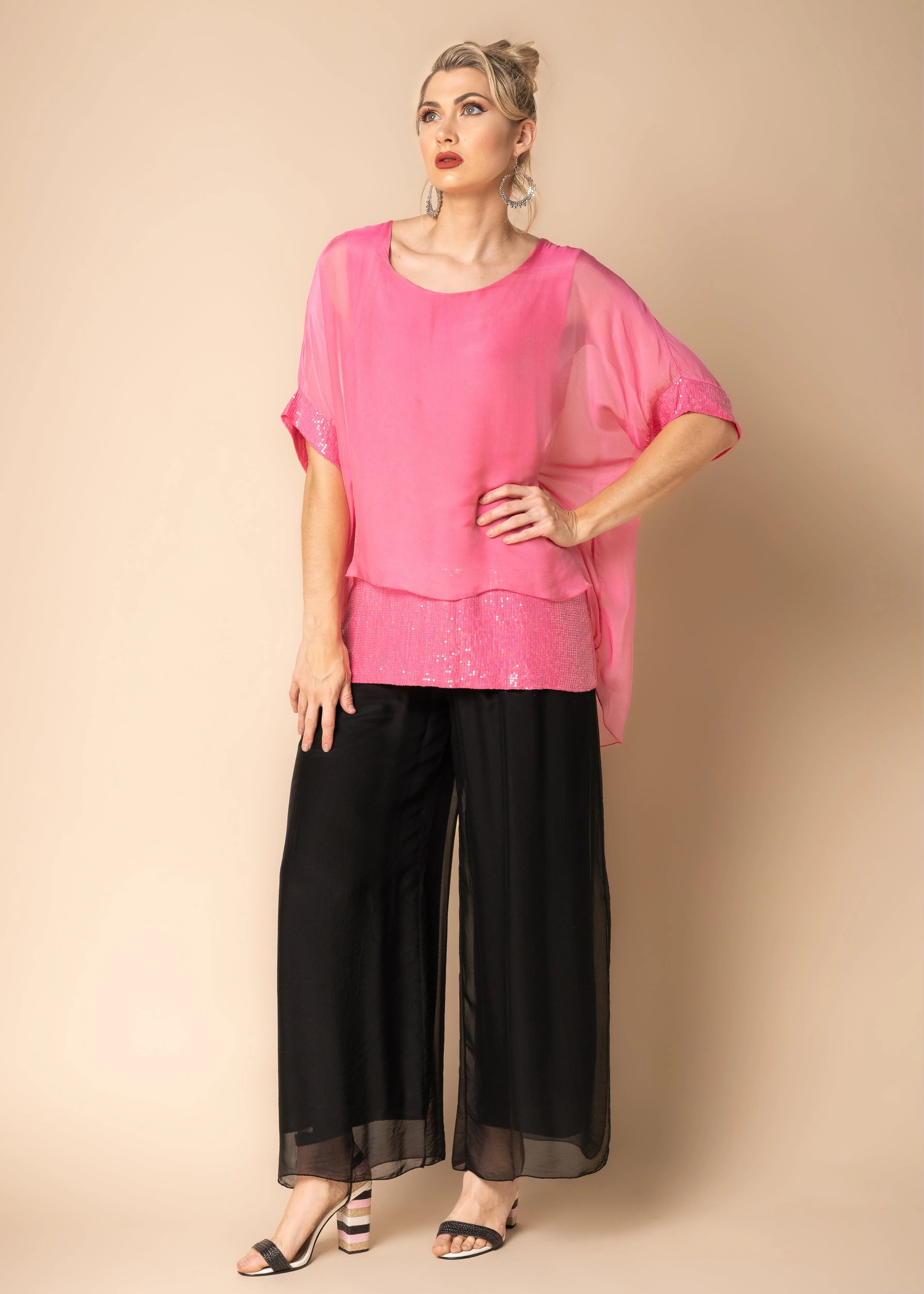 Mimi Silk Top in Raspberry Sorbet