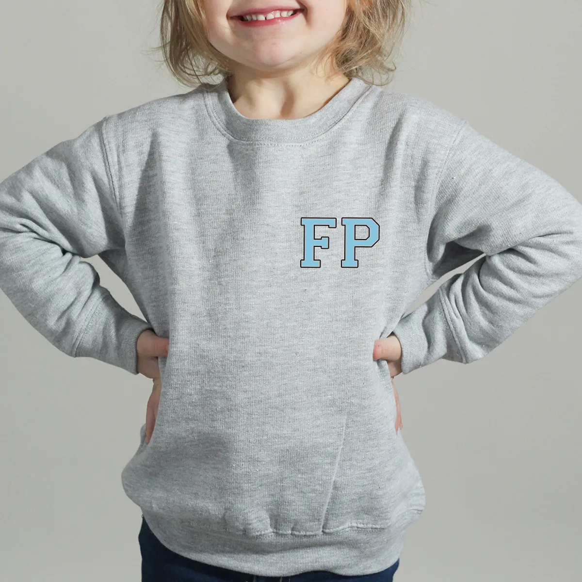 MiniVIP© Personalised Varisty Letters Grey Sweatshirt