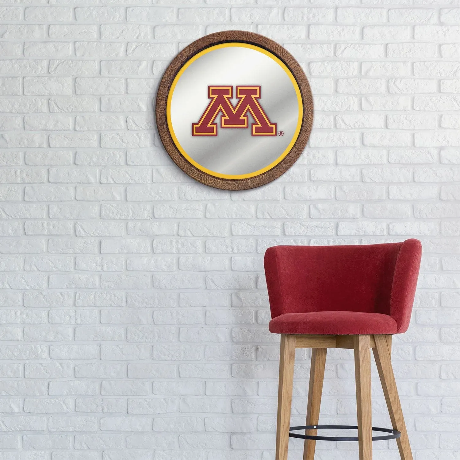 Minnesota Golden Gophers: "Faux" Barrel Top Mirrored Wall Sign