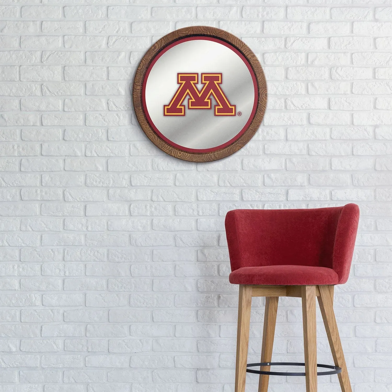 Minnesota Golden Gophers: "Faux" Barrel Top Mirrored Wall Sign