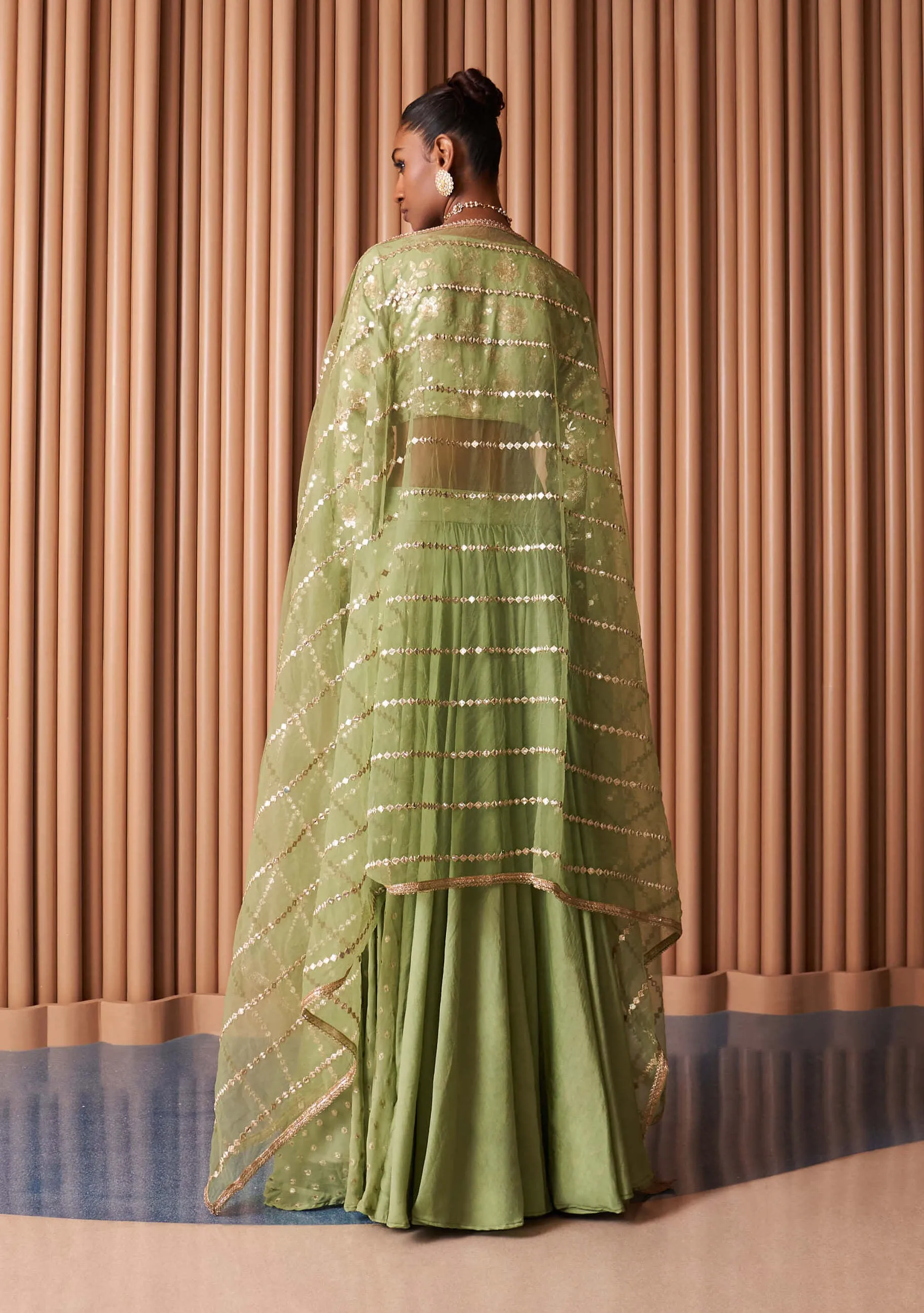 Mint green sheer swift lehenga set