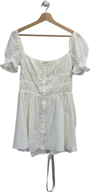 Mistress Rocks White Off-Shoulder Button-Front Dress UK S