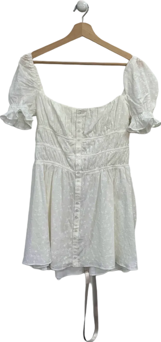 Mistress Rocks White Off-Shoulder Button-Front Dress UK S