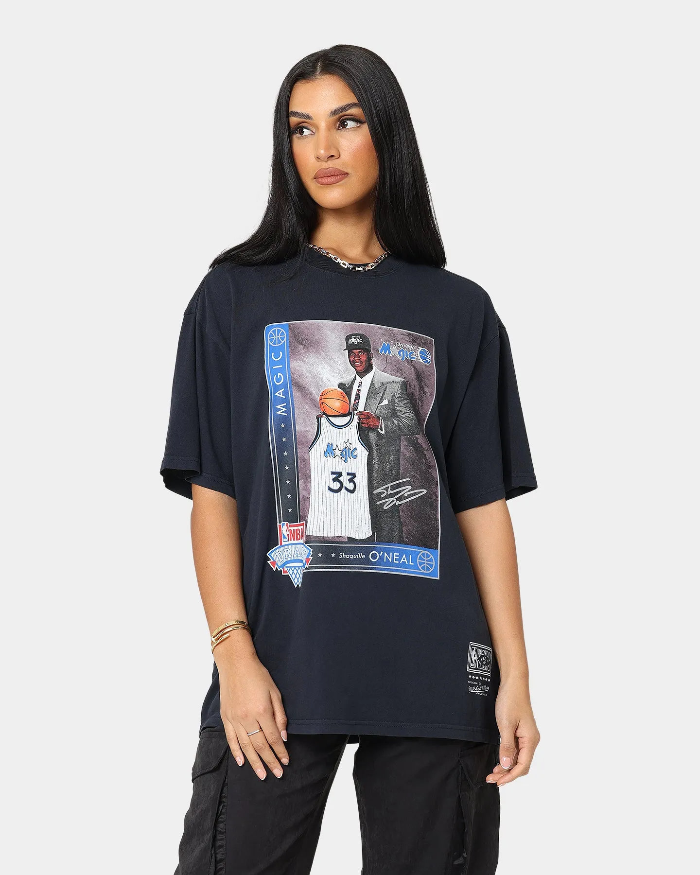 Mitchell & Ness Orlando Magic Shaquille O'Neal Draft Day Vintage T-Shirt Faded Black