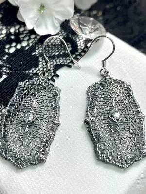 Moissanite Earrings, Rococo Inspired Vintage Revival Jewelry #E358