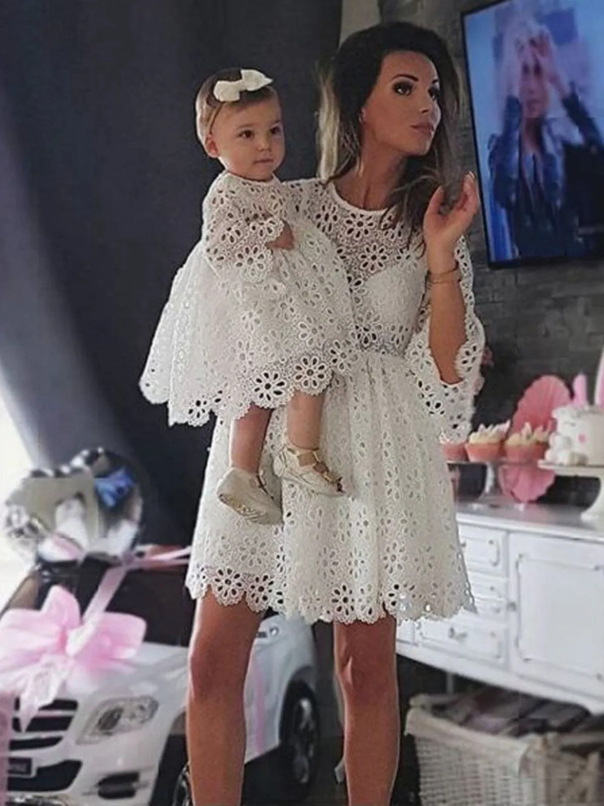 Mommy and Me Loveliness Floral Lace Dress
