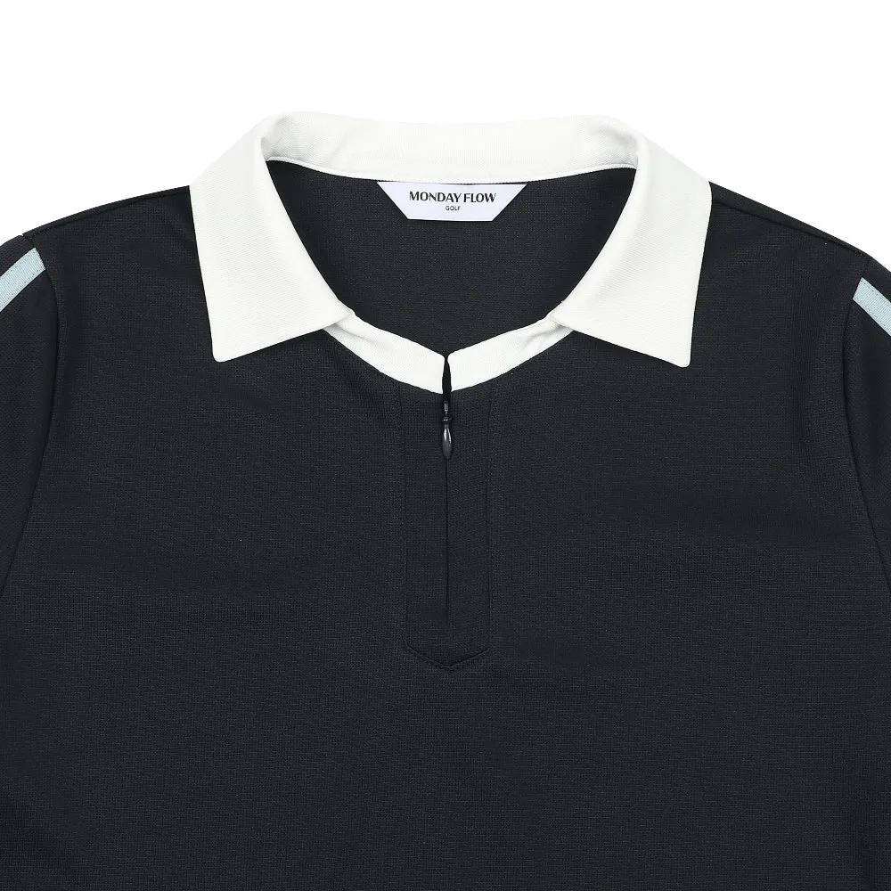 Monday Flow Sporty And Cool Collar Top - Navy