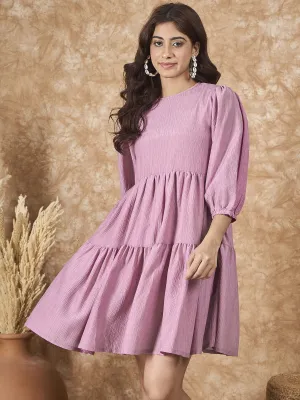 Mulberry Pink Chiffon Short Dress