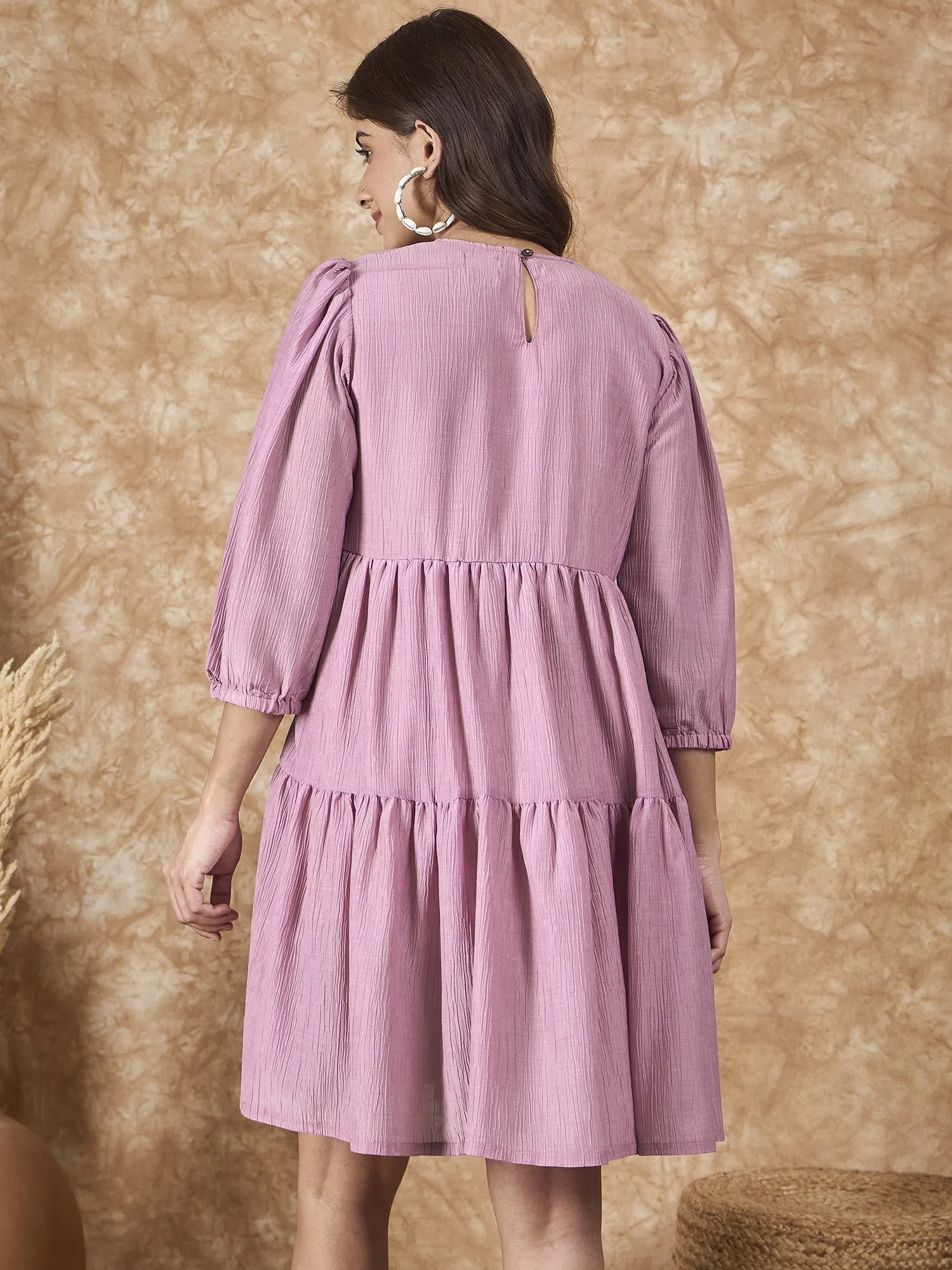 Mulberry Pink Chiffon Short Dress