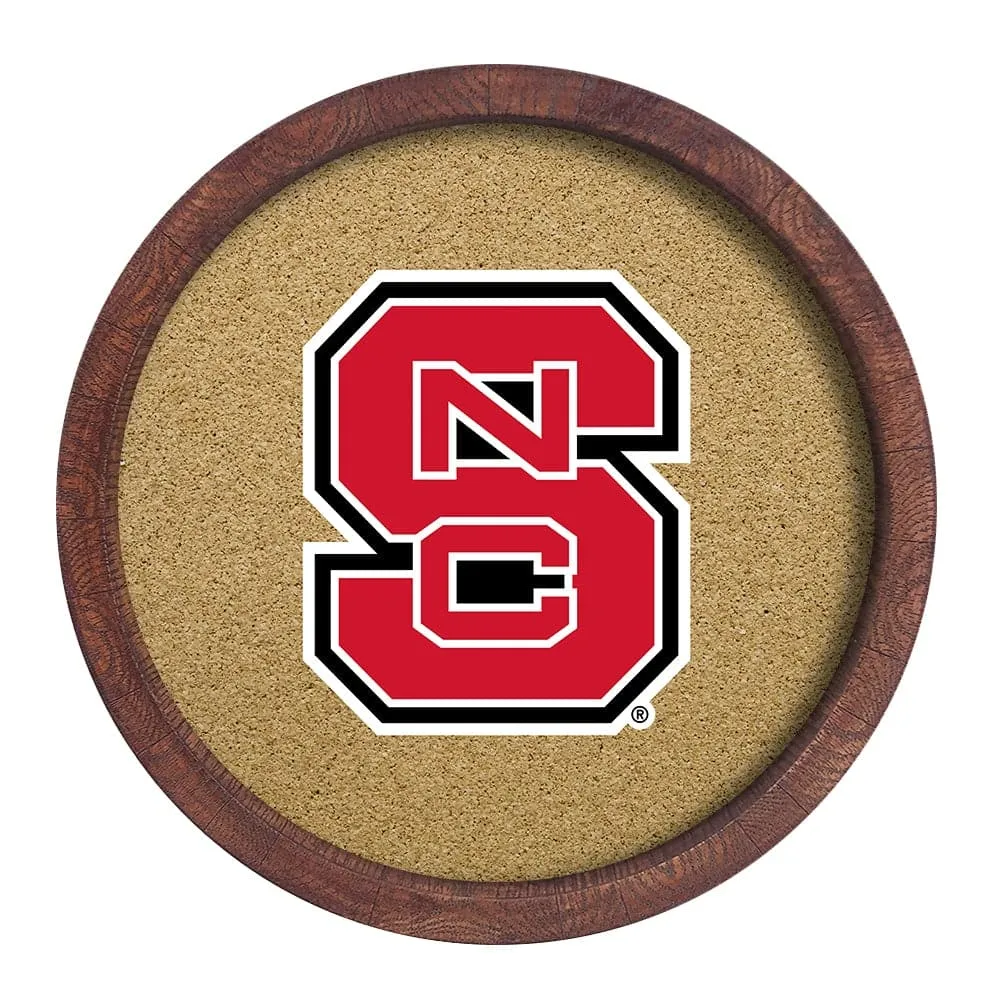 NC State Wolfpack: "Faux" Barrel Framed Cork Board