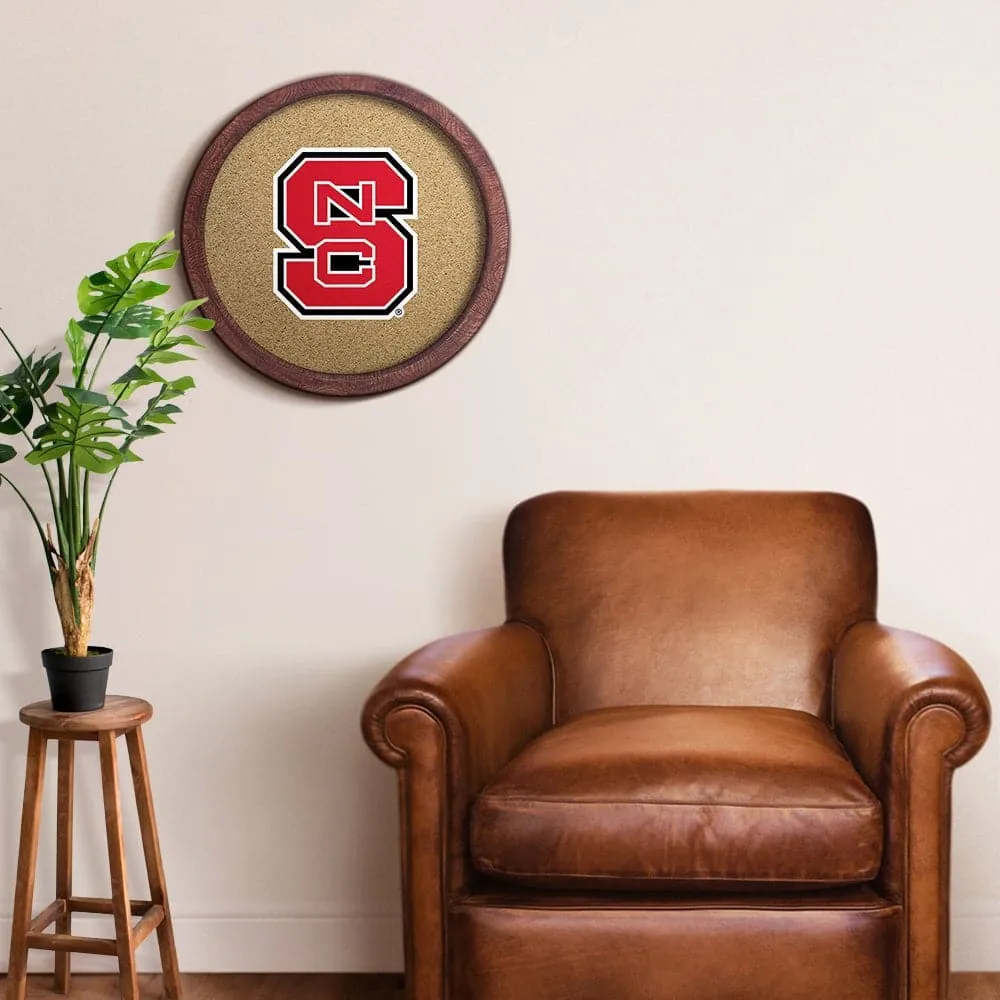 NC State Wolfpack: "Faux" Barrel Framed Cork Board