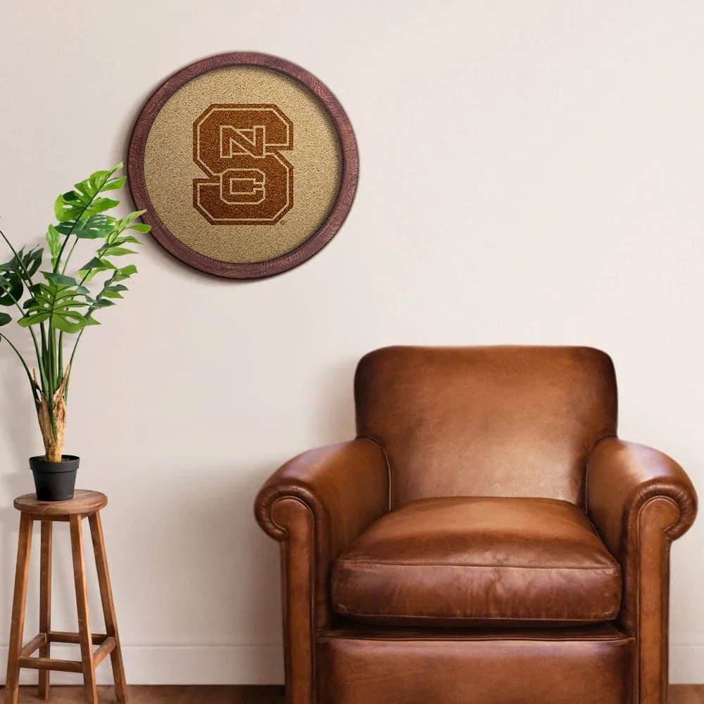 NC State Wolfpack: "Faux" Barrel Framed Cork Board
