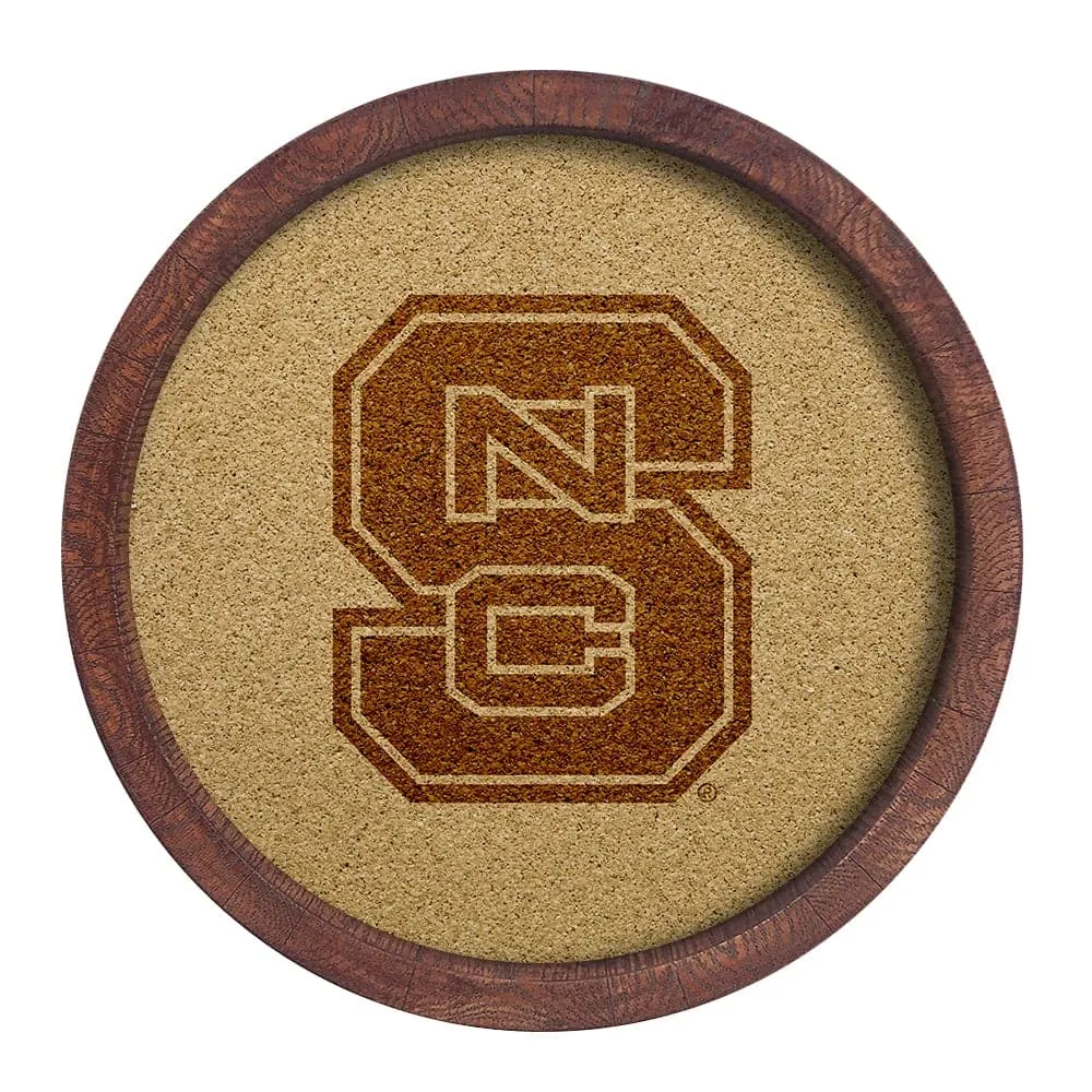 NC State Wolfpack: "Faux" Barrel Framed Cork Board