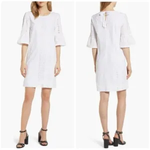 New J.Crew Flutter Sleeve Eyelet Dress in White Size 12