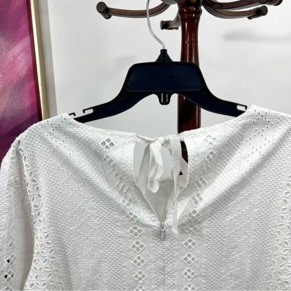 New J.Crew Flutter Sleeve Eyelet Dress in White Size 12