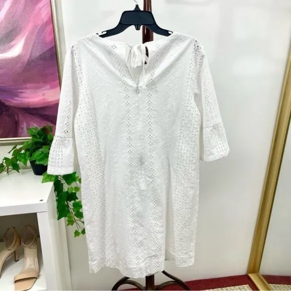 New J.Crew Flutter Sleeve Eyelet Dress in White Size 12