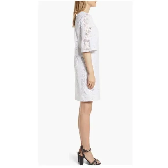 New J.Crew Flutter Sleeve Eyelet Dress in White Size 12