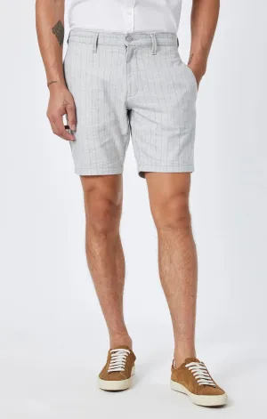 Noah 9" inseam Shorts | Grey Linen Stripe