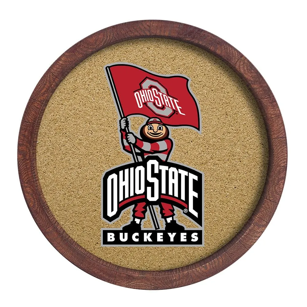 Ohio State Buckeyes: Brutus - "Faux" Barrel Framed Cork Board