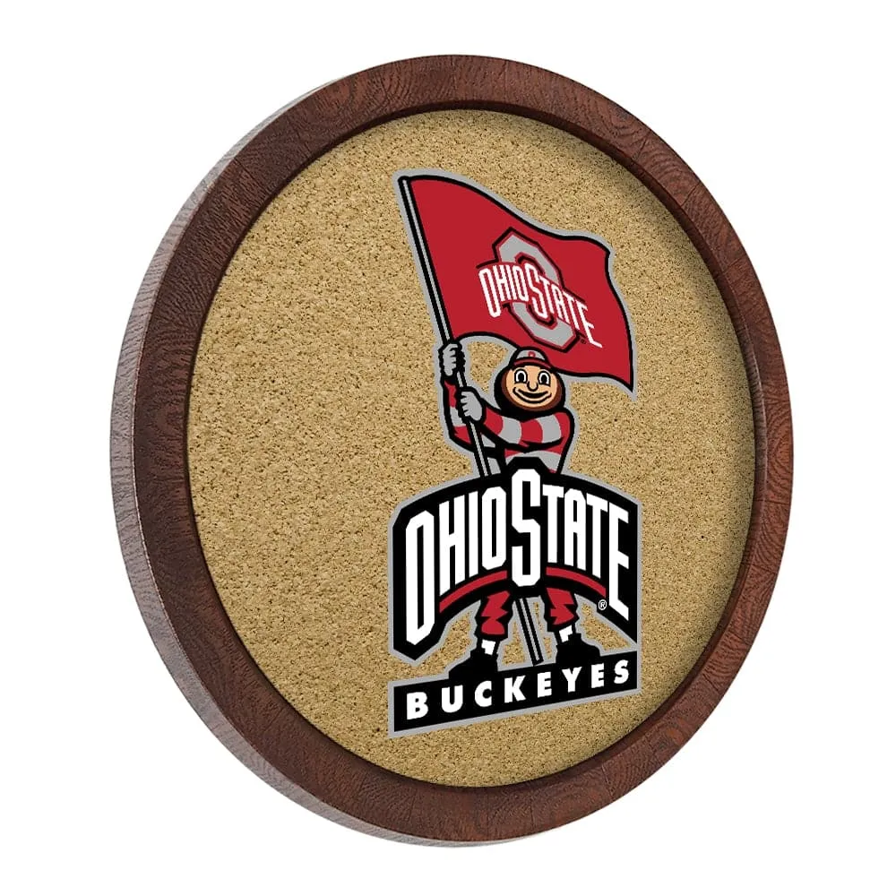 Ohio State Buckeyes: Brutus - "Faux" Barrel Framed Cork Board