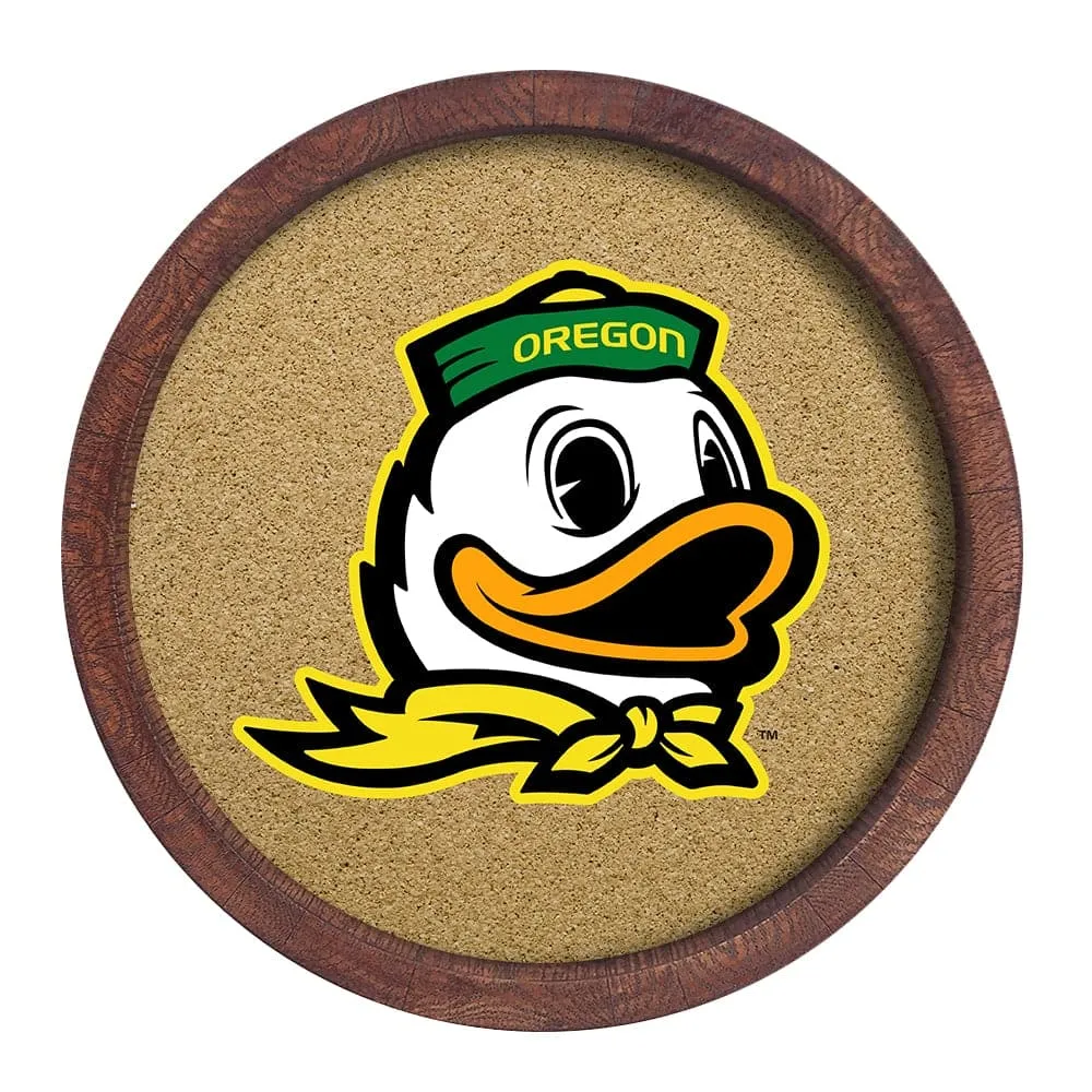 Oregon Ducks: Mascot - "Faux" Barrel Framed Cork Board