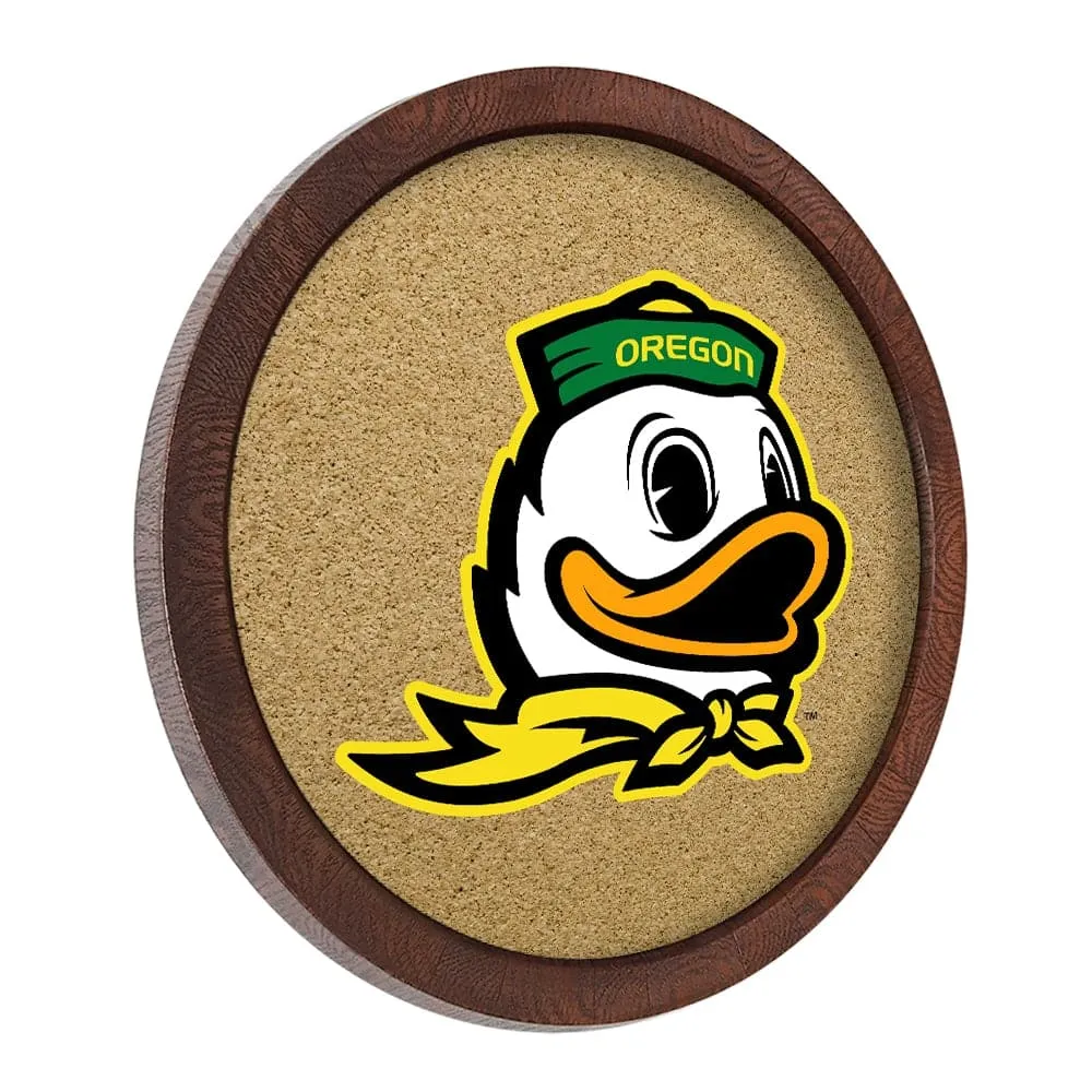 Oregon Ducks: Mascot - "Faux" Barrel Framed Cork Board