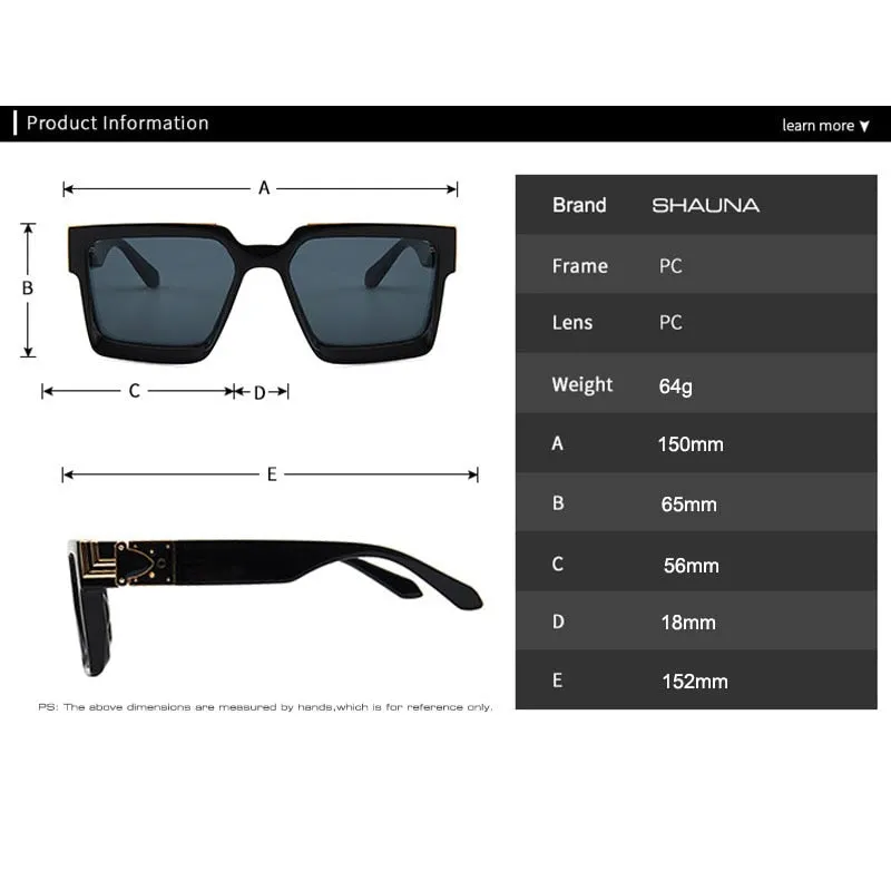 Oversize Square Sunglasses Men Flat Lens Brand Designer Fashion Women Blue Mirror Shades